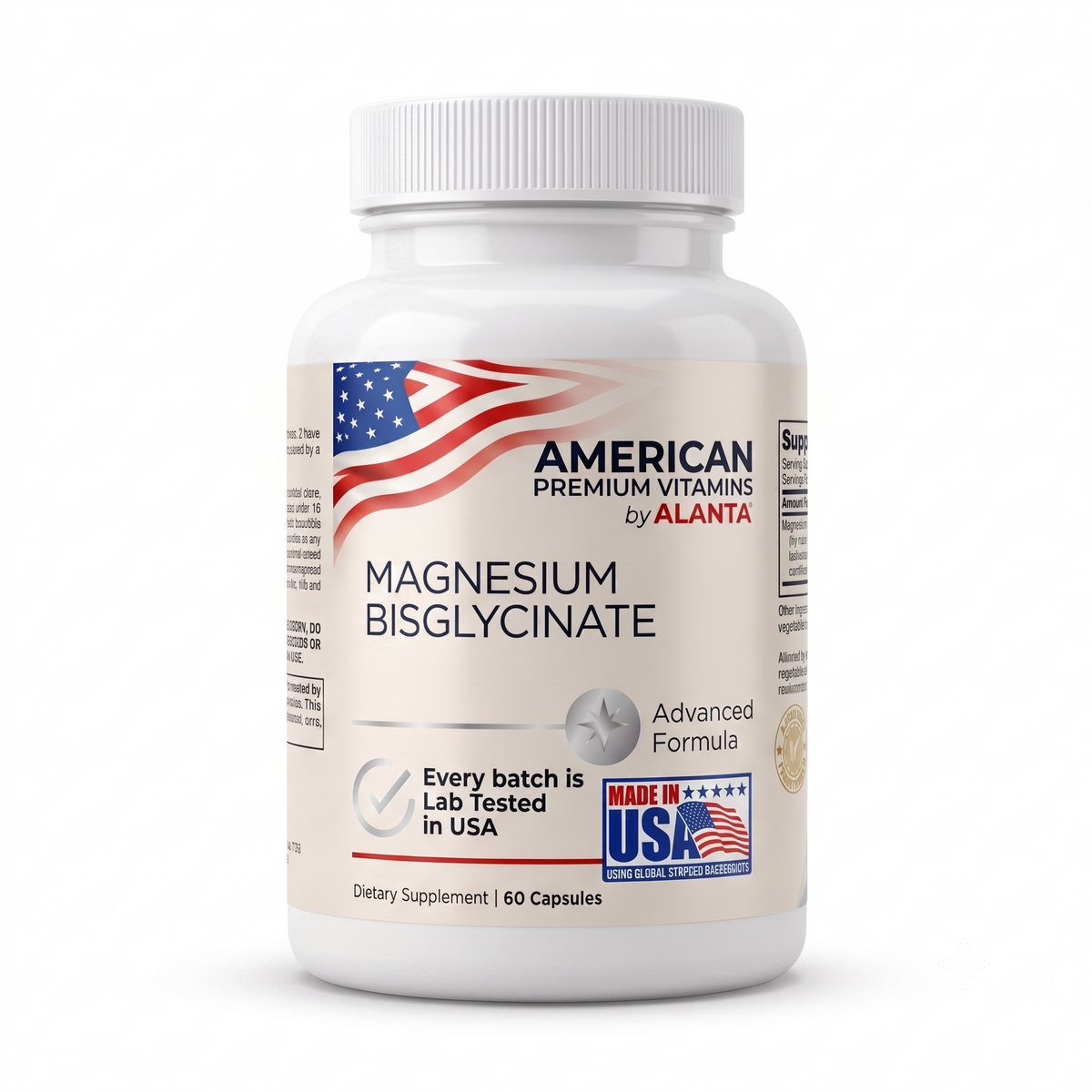 American Premium Vitamins by Alanta Magnesium Bisglycinate 400 mg, 60 vegetable capsules