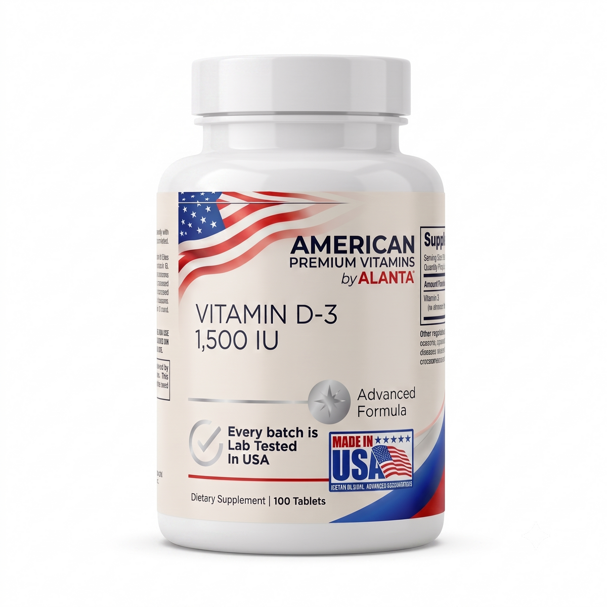 American Premium Vitamins by Alanta Vitamin D-3 1,500 IU, 100 tablets