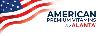 American Premium Vitamins by Alanta, with the flowing American flag